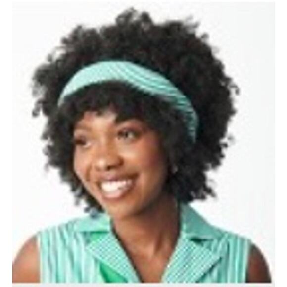 Unique Vintage Green and White Striped Pin up 1950s Scarf New with Tags - Picture 2 of 2